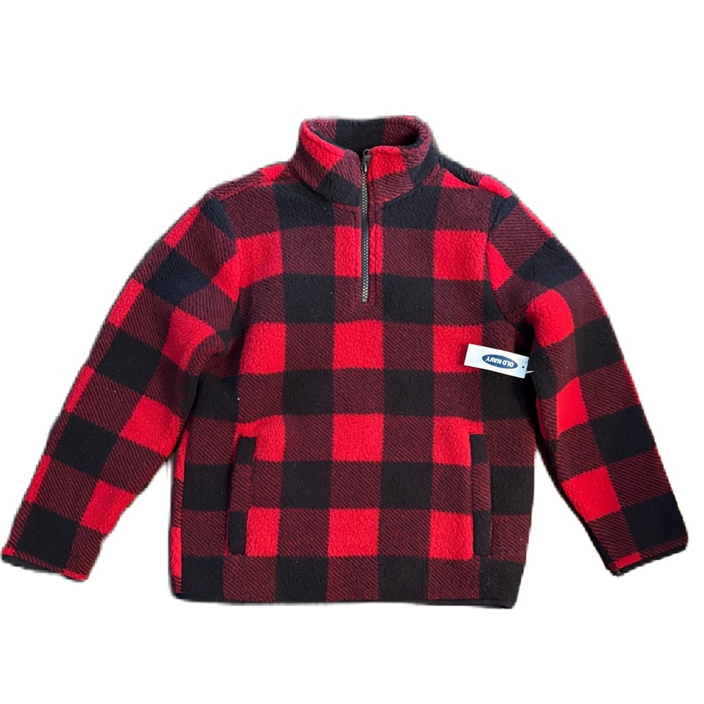Kids Old Navy Buffalo Plaid Fleece Half-Zip - Size M (8)